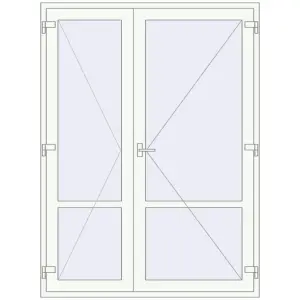 Drzwi plastikowe 1650x2220 mm Dwuskrzydłowe ze słupkiem. Widok od środka Zamów teraz Jednoskrzydłowe i dwuskrzydłowe drzwi szklane 1650x2220 mm OPTIMUM REHAU Т118/70