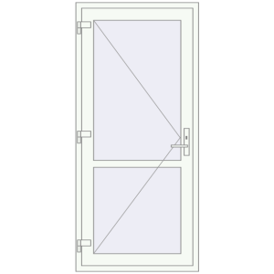 Plastic doors 920x2000 mm Single-leaf with mullion. View from inside Buy Internal doors 920x2000 mm REHAU BASE 60 TERRACE (Т94) RAL 9016 Traffic white two-sided