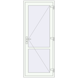 Plastic doors 850x2100 mm Single-leaf with mullion. View from inside Buy Internal doors 850x2100 mm REHAU BASE 60 (Z74) RAL 9016 Traffic white two-sided
