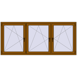 Buy Tilt-and-Turn 2300x1000 mm REHAU OPTIMUM EURO-DESIGN 70 GOLDEN OAK two-sided