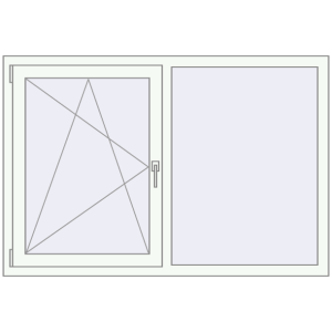 Okno plastikowe 1480x1000 mm Dwuskrzydłowe. Widok od środka Zamów teraz Okna skrzydłowe 1480x1000 mm EPSILON OPTIMA RAL 9016 Traffic white dwustronny