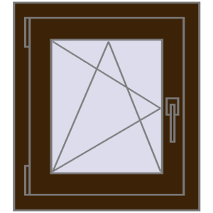 Okno plastikowe 500x560 mm Jednoskrzydłowe. Widok od środka Zamów teraz Okna skrzydłowe 500x560 mm CLASICTHERM 70 DARK_OAK dwustronny