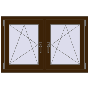 Okno plastikowe 1065x695 mm Dwuskrzydłowe. Widok od środka Zamów teraz Okna skrzydłowe 1065x695 mm REHAU ENERGY-SAVING SYNEGO MD DARK_OAK dwustronny