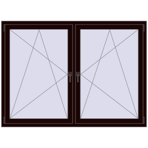 Okno plastikowe 1830x1295 mm Dwuskrzydłowe. Widok od środka Zamów teraz Okna skrzydłowe 1830x1295 mm REHAU ENERGY-SAVING SYNEGO MD CHOCOLATE_BROWN dwustronny