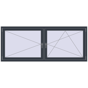 Buy Tilt-and-Turn 2100x850 mm REHAU OPTIMUM EURO-DESIGN 70 ANTHRACITE_GREY_STRUKTURAL two-sided