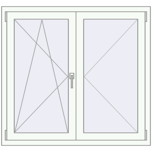 Plastic window 1180x1100 mm Single-leaf. View from inside Buy Tilt-and-Turn 1180x1100 mm EPSILON OPTIMA RAL 9016 Traffic white two-sided