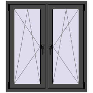 Okno plastikowe 1005x1130 mm Dwuskrzydłowe. Widok od środka Zamów teraz Okna skrzydłowe 1005x1130 mm REHAU ENERGY-SAVING SYNEGO MD BASALT_GREY dwustronny