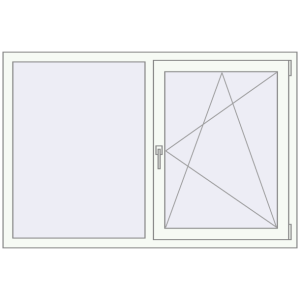 Okno plastikowe 1500x1000 mm Dwuskrzydłowe. Widok od środka Zamów teraz Okna skrzydłowe 1500x1000 mm CLASICTHERM 70 RAL 9016 Biały dwustronny