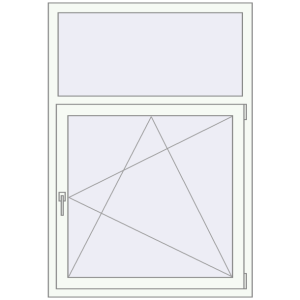 Plastic window 1040x1500 mm Single-leaf with fanlight. View from inside Buy Tilt-and-Turn 1040x1500 mm EPSILON OPTIMA RAL 9016 Traffic white two-sided
