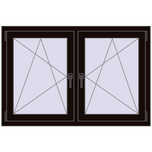 Zamów teraz Okna skrzydłowe 1320x830 mm REHAU ENERGY-SAVING SYNEGO MD BLACK_BROWN dwustronny