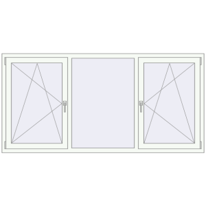 Buy Tilt-and-Turn 2160x1060 mm REHAU OPTIMUM EURO-DESIGN 70 RAL 9016 Traffic white two-sided