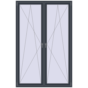 Buy Tilt-and-Turn 1500x2300 mm REHAU ENERGY-SAVING SYNEGO MD ANTHRACITE_GREY_STRUKTURAL two-sided