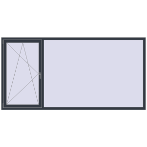Okno plastikowe 2800x1400 mm Dwuskrzydłowe. Widok od środka Zamów teraz Okna skrzydłowe 2800x1400 mm REHAU ENERGY-SAVING SYNEGO MD ANTHRACITE_GREY_STRUKTURAL dwustronny