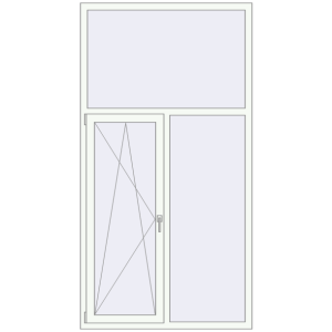 Okno plastikowe 1230x2330 mm Dwuskrzydłowe z naświetlem. Widok od środka Zamów teraz Okna skrzydłowe 1230x2330 mm REHAU OPTIMUM EURO-DESIGN 70 RAL 9016 Traffic white dwustronny