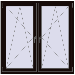 Okno plastikowe 1350x1325 mm Dwuskrzydłowe. Widok od środka Zamów teraz Okna skrzydłowe 1350x1325 mm REHAU ENERGY-SAVING SYNEGO MD BLACK_BROWN dwustronny