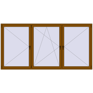 Buy Tilt-and-Turn 3000x1500 mm REHAU OPTIMUM EURO-DESIGN 70 GOLDEN OAK two-sided