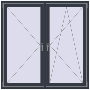 Zamów teraz Okna skrzydłowe 1450x1450 mm REHAU BRILLANT DESIGN ANTHRACITE_GREY_STRUKTURAL dwustronny