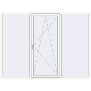 Plastic window 2400x1800 mm Triple-leaf. View from inside Buy Tilt-and-Turn 2400x1800 mm EPSILON OPTIMA RAL 9016 Traffic white two-sided