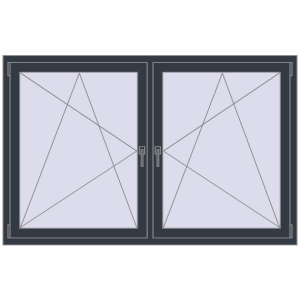 Zamów teraz Okna skrzydłowe 1785x1145 mm REHAU ENERGY-SAVING SYNEGO MD ANTHRACITE_GREY_STRUKTURAL dwustronny