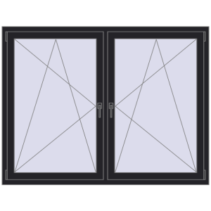 Zamów teraz Okna skrzydłowe 1650x1310 mm REHAU ENERGY-SAVING SYNEGO MD BLACK_ULTI-MATT dwustronny