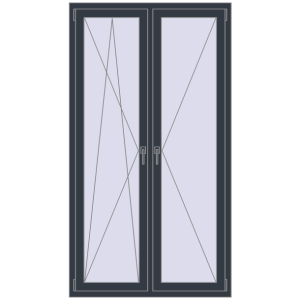 Buy Tilt-and-Turn 1100x2000 mm REHAU ENERGY-SAVING SYNEGO MD ANTHRACITE_GREY_STRUKTURAL two-sided