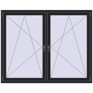 Zamów teraz Okna skrzydłowe 1840x1415 mm REHAU ENERGY-SAVING SYNEGO MD BLACK_ULTI-MATT dwustronny