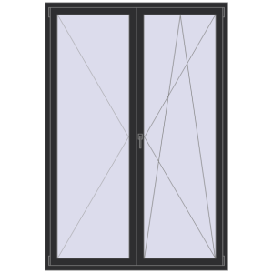 Buy Tilt-and-Turn 1500x2200 mm REHAU OPTIMUM EURO-DESIGN 70 ANTHRACITE_GREY_GLATT two-sided