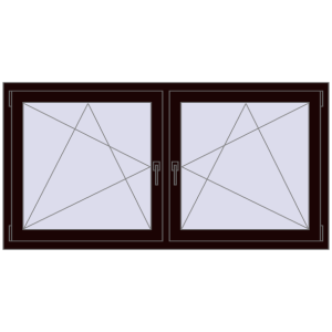 Okno plastikowe 1725x830 mm Dwuskrzydłowe. Widok od środka Zamów teraz Okna skrzydłowe 1725x830 mm REHAU ENERGY-SAVING SYNEGO MD CHOCOLATE_BROWN dwustronny