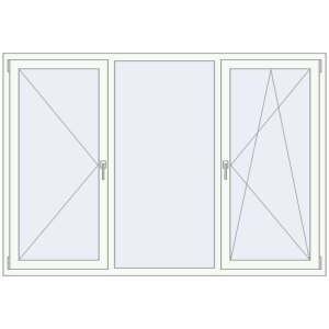 Buy Tilt-and-Turn 2065x1425 mm REHAU OPTIMUM EURO-DESIGN 70 RAL 9016 Traffic white two-sided