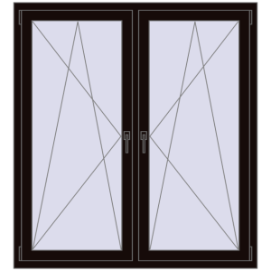 Okno plastikowe 1440x1520 mm Dwuskrzydłowe. Widok od środka Zamów teraz Okna skrzydłowe 1440x1520 mm REHAU ENERGY-SAVING SYNEGO MD BLACK_BROWN dwustronny