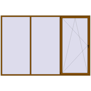 Buy Tilt-and-Turn 3500x2350 mm REHAU ENERGY-SAVING SYNEGO MD GOLDEN OAK two-sided