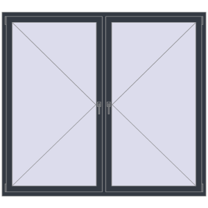 Buy Tilt-and-Turn 2000x1800 mm REHAU OPTIMUM EURO-DESIGN 70 ANTHRACITE_GREY_STRUKTURAL two-sided