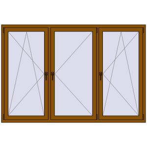 Buy Tilt-and-Turn 2140x1450 mm REHAU OPTIMUM EURO-DESIGN 70 GOLDEN OAK two-sided