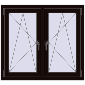 Okno plastikowe 1095x965 mm Dwuskrzydłowe. Widok od środka Zamów teraz Okna skrzydłowe 1095x965 mm REHAU ENERGY-SAVING SYNEGO MD BLACK_BROWN dwustronny