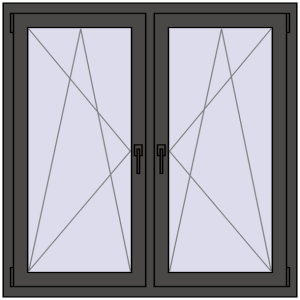 Zamów teraz Okna skrzydłowe 1200x1205 mm REHAU ENERGY-SAVING SYNEGO MD BASALT_GREY dwustronny