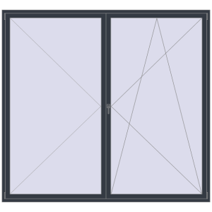 Buy Tilt-and-Turn 2600x2400 mm REHAU OPTIMUM EURO-DESIGN 70 ANTHRACITE_GREY_STRUKTURAL two-sided