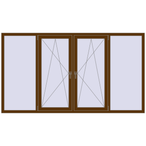 Buy Tilt-and-Turn 2500x1400 mm REHAU OPTIMUM EURO-DESIGN 70 WALNUT two-sided
