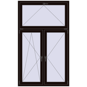 Buy Tilt-and-Turn 1200x2000 mm REHAU OPTIMUM EURO-DESIGN 70 BLACK_BROWN two-sided