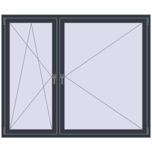 Buy Tilt-and-Turn 1810x1490 mm REHAU ENERGY-SAVING SYNEGO MD ANTHRACITE_GREY_STRUKTURAL two-sided