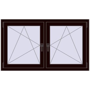 Okno plastikowe 1440x785 mm Dwuskrzydłowe. Widok od środka Zamów teraz Okna skrzydłowe 1440x785 mm REHAU ENERGY-SAVING SYNEGO MD CHOCOLATE_BROWN dwustronny