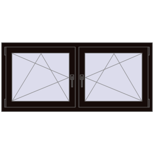 Okno plastikowe 1500x665 mm Dwuskrzydłowe. Widok od środka Zamów teraz Okna skrzydłowe 1500x665 mm REHAU ENERGY-SAVING SYNEGO MD BLACK_BROWN dwustronny
