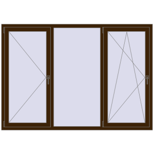 Buy Tilt-and-Turn 2070x1450 mm REHAU BRILLANT DESIGN DARK_OAK two-sided