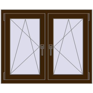 Okno plastikowe 1005x815 mm Dwuskrzydłowe. Widok od środka Zamów teraz Okna skrzydłowe 1005x815 mm REHAU ENERGY-SAVING SYNEGO MD DARK_OAK dwustronny