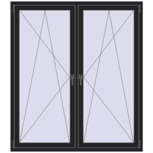 Okno plastikowe 1500x1700 mm Dwuskrzydłowe. Widok od środka Zamów teraz Okna skrzydłowe 1500x1700 mm REHAU ENERGY-SAVING SYNEGO MD BLACK_ULTI-MATT dwustronny