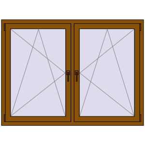 Okno plastikowe 1635x1160 mm Dwuskrzydłowe. Widok od środka Zamów teraz Okna skrzydłowe 1635x1160 mm REHAU ENERGY-SAVING SYNEGO MD GOLDEN OAK dwustronny