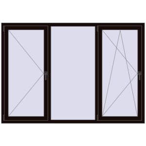 Buy Tilt-and-Turn 2070x1450 mm REHAU BRILLANT DESIGN BLACK_BROWN two-sided