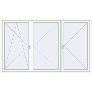 Buy Tilt-and-Turn 2500x1500 mm REHAU OPTIMUM EURO-DESIGN 70 RAL 9016 Traffic white two-sided