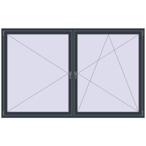 Buy Tilt-and-Turn 2400x1500 mm REHAU ENERGY-SAVING SYNEGO MD ANTHRACITE_GREY_STRUKTURAL two-sided