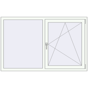 Okno plastikowe 1600x1000 mm Dwuskrzydłowe. Widok od środka Zamów teraz Okna skrzydłowe 1600x1000 mm EPSILON OPTIMA RAL 9016 Traffic white dwustronny