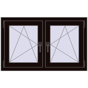 Okno plastikowe 1065x650 mm Dwuskrzydłowe. Widok od środka Zamów teraz Okna skrzydłowe 1065x650 mm REHAU ENERGY-SAVING SYNEGO MD BLACK_BROWN dwustronny